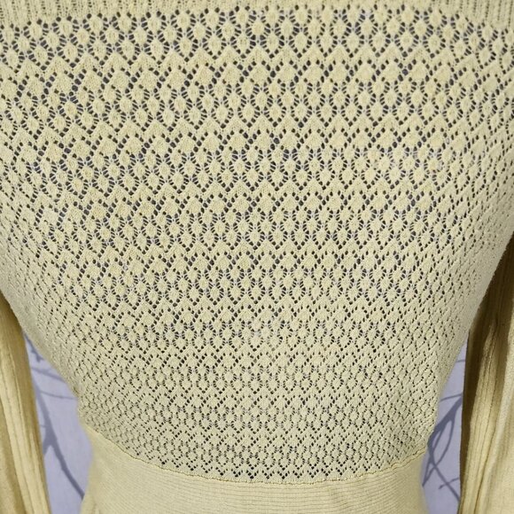 Sparrow Yellow Lightweight Cable Knit Cotton Cashmere Wrap Cardigan - Picture 4 of 5